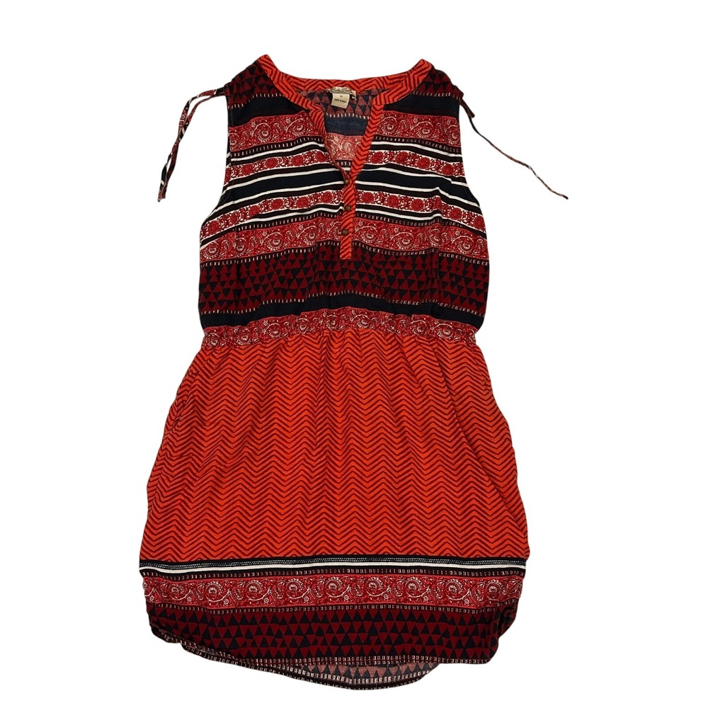 Lucky Brand Red‎ Paisley Print Sleeveless Mini Dress Summer Boho Festival